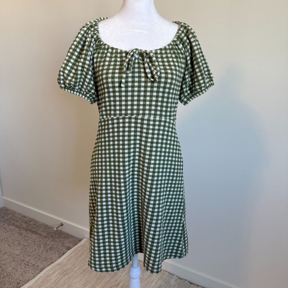 Madewell Jacquard Puff-Sleeve Mini Dress Gingham Check Womens Size S - Picture 2 of 13